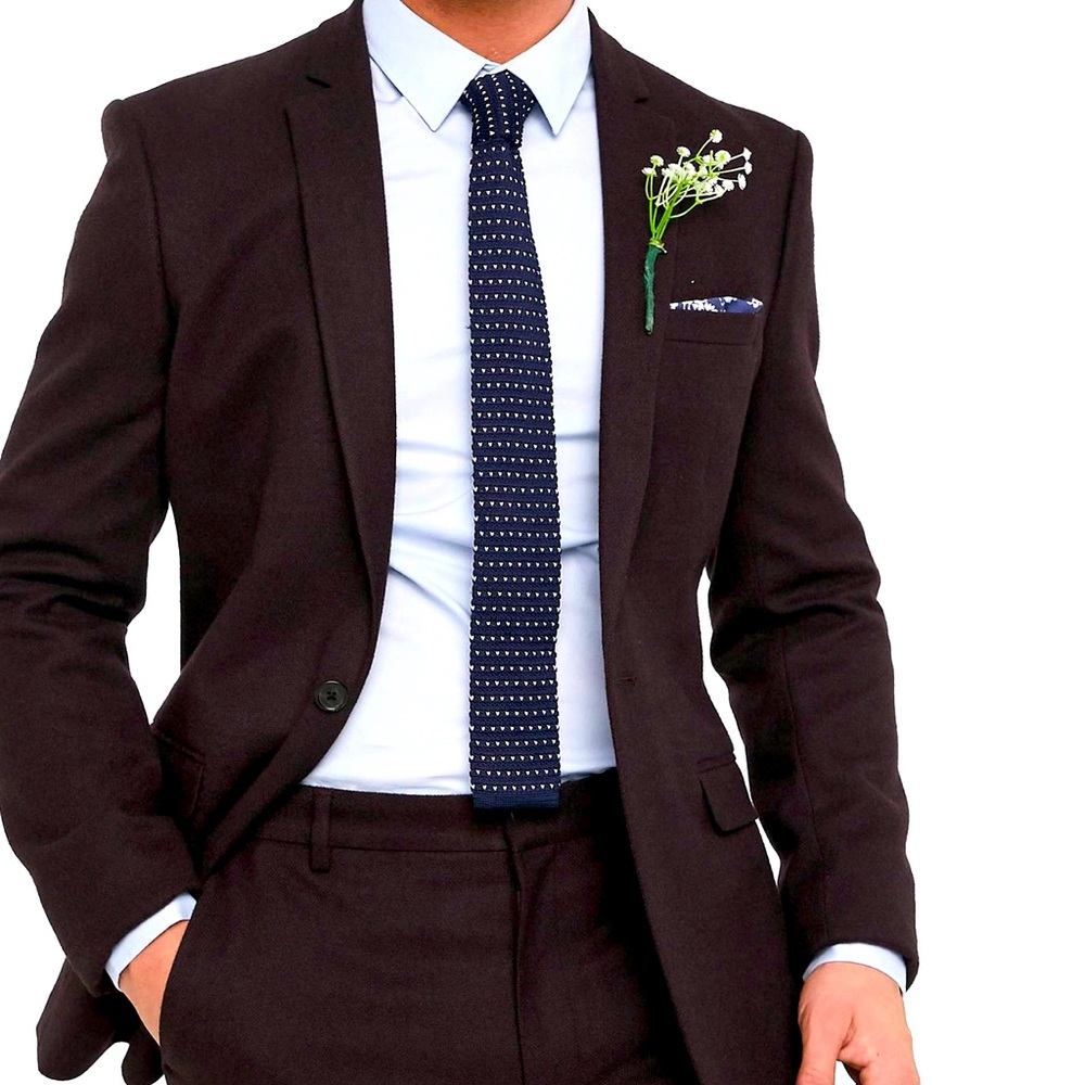 Burgundy  suit. Jacket 42. Pants 38/32
